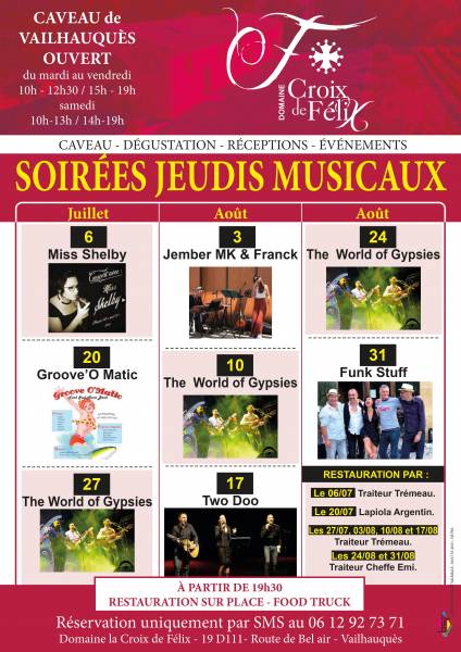 Les jeudis musicaux 2023 au Domaine Croix de Félix
